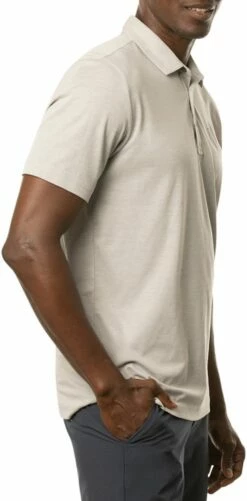 TravisMathew Men's Yeah Bay Bay Golf Polo For Men Heather Light Grey -TravisMathew Sales Store unnamed file 1085