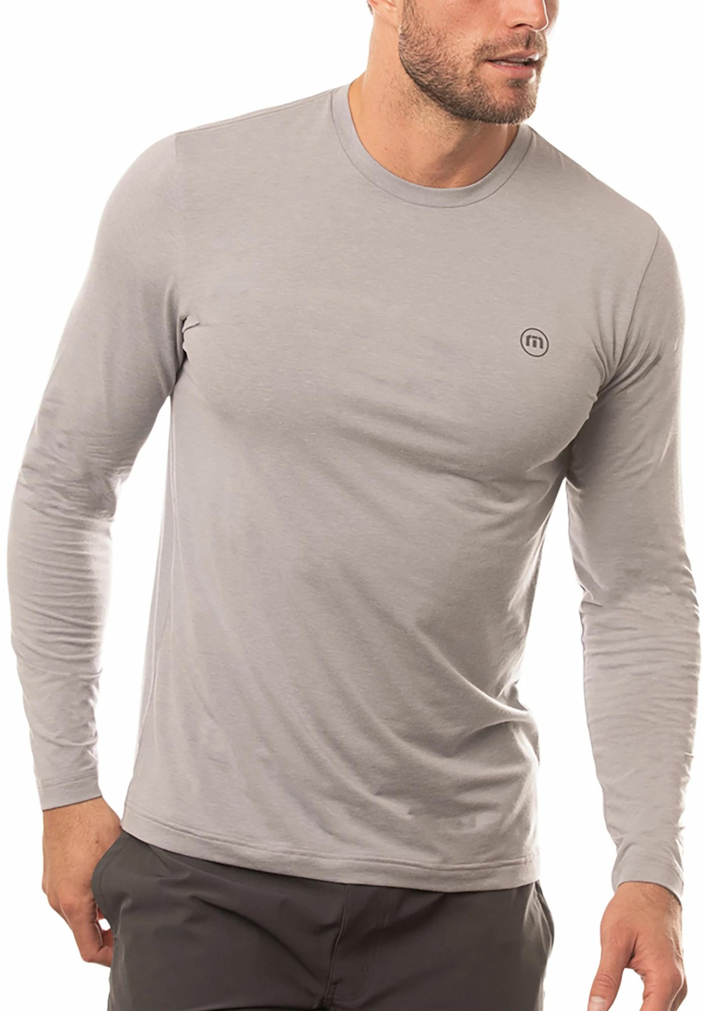 TravisMathew Men's Slow Motion Long Sleeve Golf T-Shirt For Men Heather Sleet 3 TravisMathew Men's Slow Motion Long Sleeve Golf T-Shirt For Men Heather Sleet