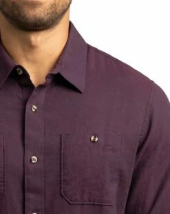 TravisMathew Men's Hefe Button-Up Flannel Golf Shirt For Men Blue Nights -TravisMathew Sales Store unnamed file 1146