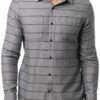 TravisMathew Men's Lights Out Button-Up Flannel Golf Shirt For Men Heather Grey Pinstripe 1 TravisMathew Men's Lights Out Button-Up Flannel Golf Shirt For Men Heather Grey Pinstripe -TravisMathew Sales Store unnamed file 1155