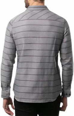 TravisMathew Men's Lights Out Button-Up Flannel Golf Shirt For Men Heather Grey Pinstripe -TravisMathew Sales Store unnamed file 1156