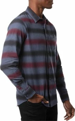 TravisMathew Men's On And On Button-Up Flannel Golf Shirt For Men Blue Night -TravisMathew Sales Store unnamed file 1166