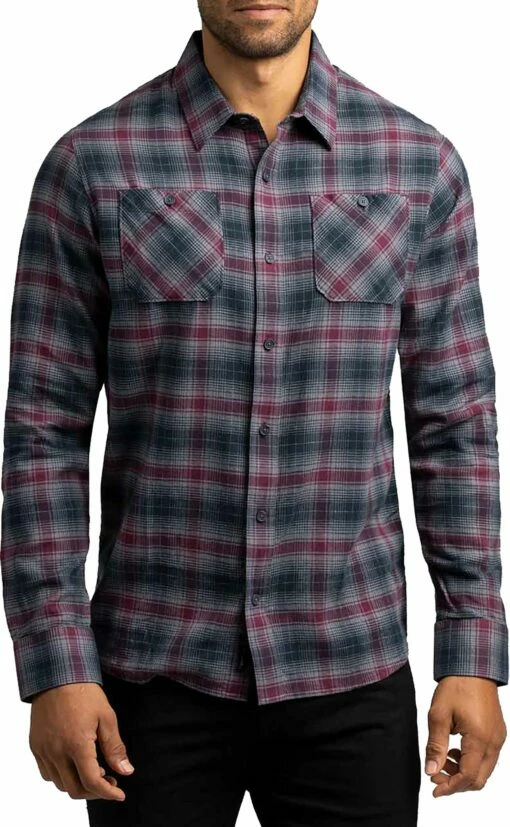 TravisMathew Men's High Stakes Button-Up Flannel Golf Shirt For Men Blue Night -TravisMathew Sales Store unnamed file 1176