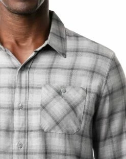 TravisMathew Men's Day And Night Button-Up Flannel Golf Shirt For Men Heather Sleet -TravisMathew Sales Store unnamed file 1191