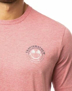 TravisMathew Play Date T-Shirt For Men Heather Garnet Rose -TravisMathew Sales Store unnamed file 122
