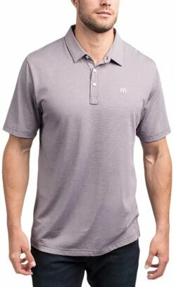 TravisMathew Men's The Zinna Golf Polo For Men Heather Grey