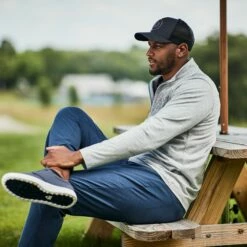 TravisMathew Men's Trip L Golf Hat For Men Heather Grey Pinstripe -TravisMathew Sales Store unnamed file 222