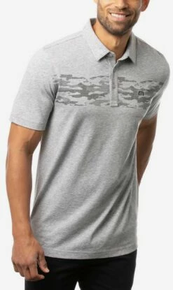 TravisMathew Men's Park It Polo For Men Heather Light Grey