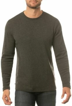 TravisMathew Men's Cloud Waffle Crew Long Sleeve Golf T-Shirt For Men Charcoal