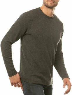 TravisMathew Men's Cloud Waffle Crew Long Sleeve Golf T-Shirt For Men Charcoal -TravisMathew Sales Store unnamed file 29