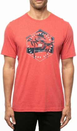 TravisMathew Men's Light The Bonfire Tee For Men Heather Red