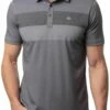 TravisMathew Men's Nearly There Golf Polo For Men Heather Grey Pinstripe