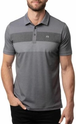 TravisMathew Men's Nearly There Golf Polo For Men Heather Grey Pinstripe