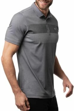 TravisMathew Men's Nearly There Golf Polo For Men Heather Grey Pinstripe -TravisMathew Sales Store unnamed file 326