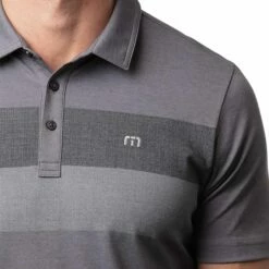 TravisMathew Men's Nearly There Golf Polo For Men Heather Grey Pinstripe -TravisMathew Sales Store unnamed file 327