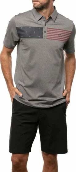 TravisMathew Men's Out For The Night Polo For Men Heather Quiet Shade