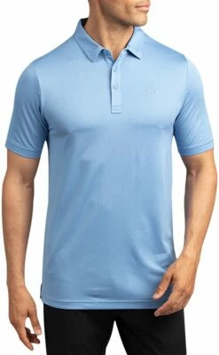 TravisMathew Men's Upgrade Golf Polo For Men Heather Brilliant Blue