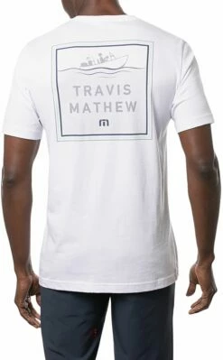 TravisMathew Men's Mountain Money Short Sleeve Golf Shirt For Men White