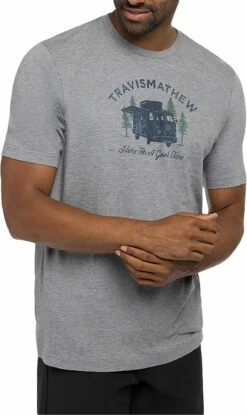 TravisMathew Men's Coal Walk Golf T-Shirt For Men Heather Grey