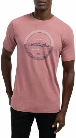 TravisMathew Men's Bliss Index Golf T-Shirt For Men Heather Ruby Wine