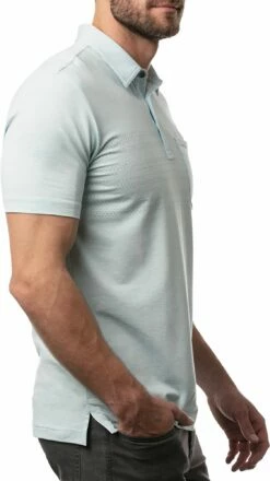TravisMathew Men's Man The Grill Golf Polo For Men Heather Airy Blue -TravisMathew Sales Store unnamed file 523