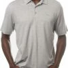 TravisMathew Men's Booze Clues Golf Polo For Men Heather Light Grey
