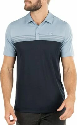 TravisMathew Men's Chock A Block Golf Polo For Men Faded Denim