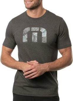 TravisMathew Men's Chimney Rock Golf T-Shirt For Men Heather Grey Pinstripe