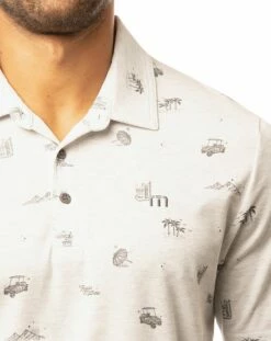 TravisMathew Men's Stolen Time Golf Polo For Men Heather White -TravisMathew Sales Store unnamed file 771