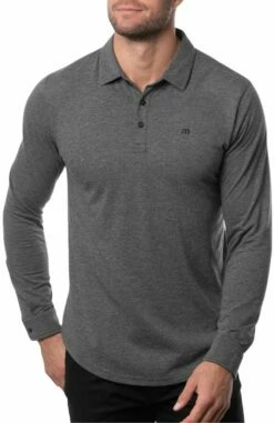 TravisMathew Men's Beginner's Luck Golf Polo For Men Heather Dark Grey