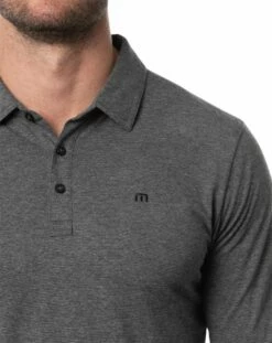 TravisMathew Men's Beginner's Luck Golf Polo For Men Heather Dark Grey -TravisMathew Sales Store unnamed file 864