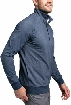 TravisMathew Men's Zachary 1/4 Zip Golf Pullover For Men Heather Light Blue -TravisMathew Sales Store unnamed file 953