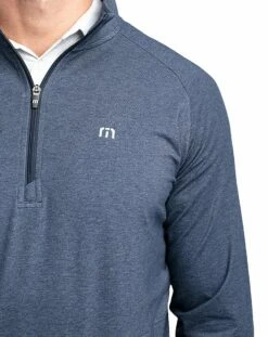 TravisMathew Men's Zachary 1/4 Zip Golf Pullover For Men Heather Light Blue -TravisMathew Sales Store unnamed file 954